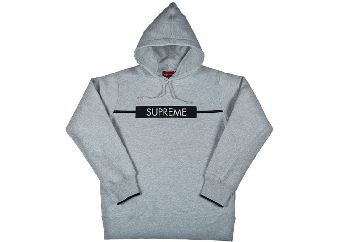 Supreme Chest Twill Tape Hooded Sweatshirt Grey (SS17)